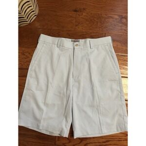 Peter Millar Men's Light Blue Striped Shorts 32 Flat Front Casual Golf Chino